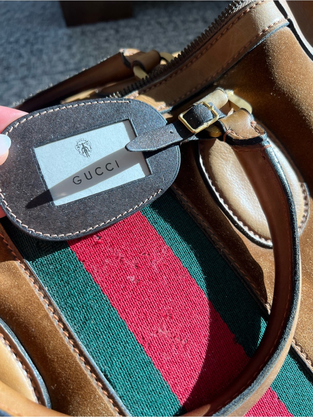 Vintage Gucci Suede Duffle Bag - Picture 2 of 9